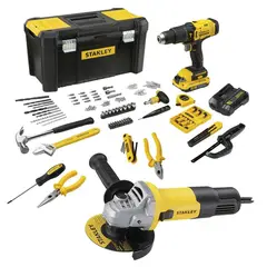 STANLEY - Taladro Perc 1/2" 20V Fatmax 2 Bat 119 Accs + Amoladora 4 1/2" 750W SCD711C1H-K2