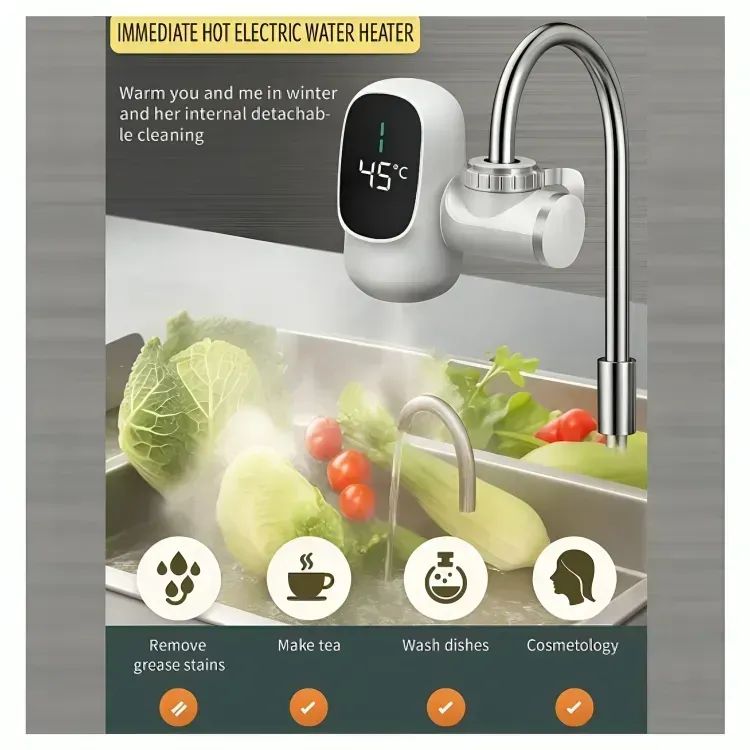 Calentador Agua Instantáneo Eléctrico Digital para Cocina Baño 3300W