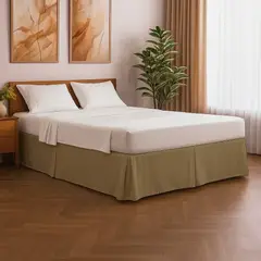 GENERICO - Cubre Tarima con Pliegues Queen 200 x 160 x 30 cm Beige oscuro