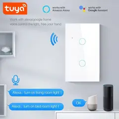 TUYA - Interruptor Táctil Blanco Wifi Inteligente 2 Canales Tuya-Wt-U2 +APP