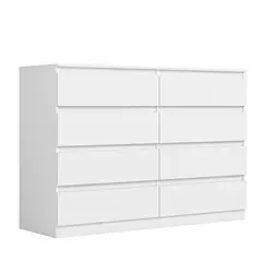 GENERICO - Comoda Melamina Blanco 8 Cajones 120cm