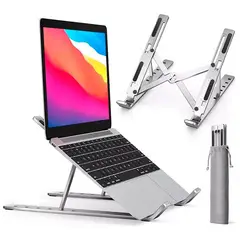 GENERICO - Soporte Aluminio Plegable Laptop Premium Portatil Multifunción - Plateado