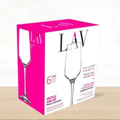 LAV - Copa de Vidrio Flauta Champán Lav 230 Ml 6 Piezas