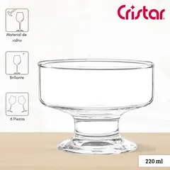 CRISTAR - Copas de Vidrio Para Helado lex Cristar 220 Ml 6 Piezas