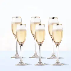 ALLEGRA - Copa de Vidrio Champagne Ibiza Gold 180 Ml 6 Piezas