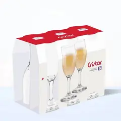 CRISTAR - Copa de Vidrio Aragon Champaña 170 Ml 6 Piezas