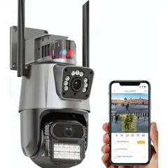 GENERICO - CAMARA WIFI GIRATORIA DOBLE LENTE ICSEE 8MP ULTRA HD EXTERIOR-INTERIOR