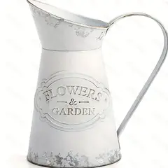 VATYERTY - 1 jarrón cilíndrico de metal rústico de estilo vintage con asa