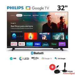 PHILIPS - Televisor 32 HD Google Tv 32PHD6909 + Antena digital