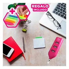 RYBIU IMPORT - Adaptador Pequeño para Laptop en Fuscia Y+Post-it Adhesivos