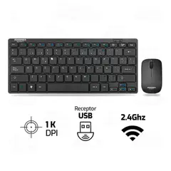 MICRONICS - Combo Inalámbrico Recargable Spirit WT800 Teclado + Mouse Negro