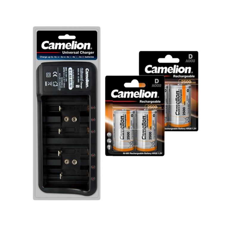 CARGADOR UNIVERSAL BC-0906SM + 4 PILAS D 2500mAh RECARGABLES