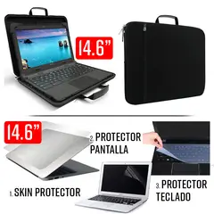 GENERICO - Kit Funda maletin + Skin protector pantalla teclado Laptop 14 a 14.6