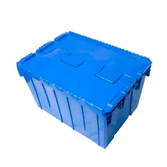WENCO - CAJA DE PLASTICO CON TAPA ABISAGRADA AZUL 52LT - PACK 10