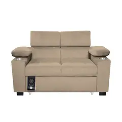 BARAKA HOME - Sofá Cama Baltimore con Porta Vasos y Bolsillo 2 plz - Beige Claro
