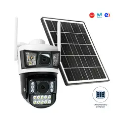 TRENDY TECH E I R L - Cámara de seguridad doble lente Exterior Panel Solar con Chip SIM 4G FHD Alarma