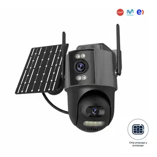 TRENDY TECH E I R L - Cámara de seguridad doble lente Exterior Panel Solar con Chip SIM 4G FHD Alarma