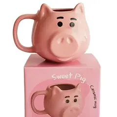 GENERICO - TAZA DE CERAMICA CON DISEÑO CON CERDO ROSA