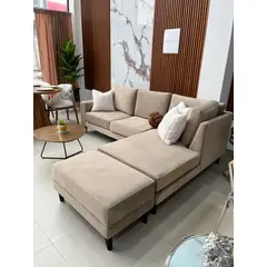 GENERICO - SECCIONAL CAMA LATERAL IZQ. + 1 BANQUETA + 4 decorativos de OBSEQUIO