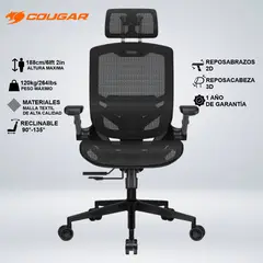 COUGAR - SILLA GAMER SPEEDER ONE RESPIRABLE AJUSTE LUMBAR ASIENTO RECLINA 135°