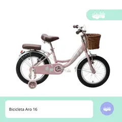 GENERICO - Bicicleta aro 16 para niña rosa con canastilla