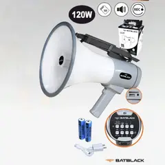 BATBLACK - Megáfono Recargable 120W con Sirena Bluetooth y USB BT-MF98