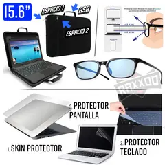 GENERICO - Maletin para Laptop 15 a 15.5 + Kit Skin + Lentes filtro azul pc