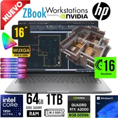HP - LAPTOP ZBook POWER G11 Ultra 9 185H RAM 64GB SSD 1TB NVIDIA RTX 2000 8GB 16" WUXGA W11PRO