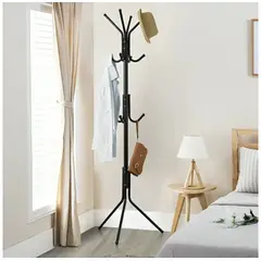 GENERICO - Perchero de Pie Metal Organizador Colgador Estante 1.75 MT Negro