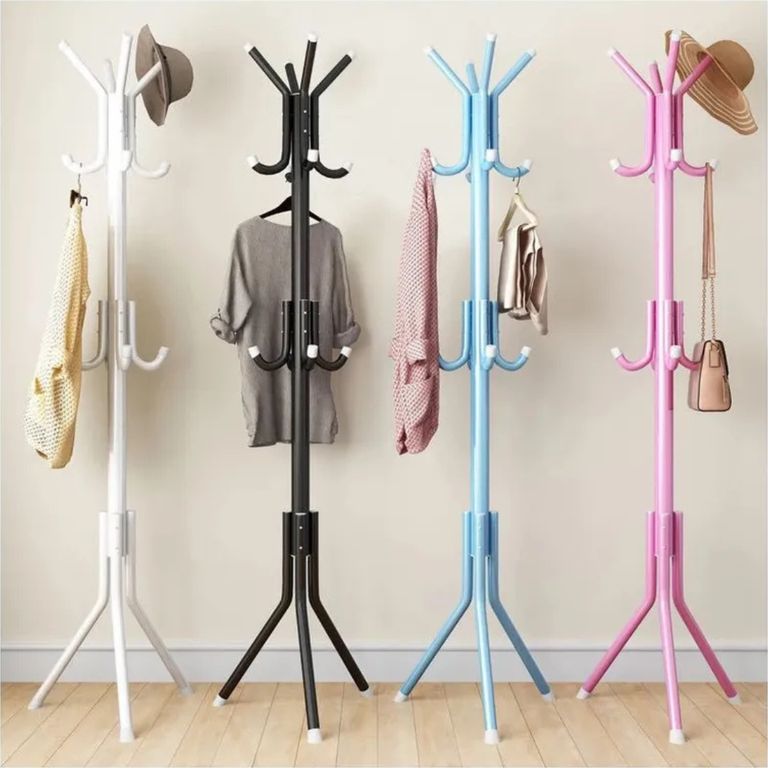 Perchero de Pie Metal Organizador Colgador Estante 1.75 MT Blanco