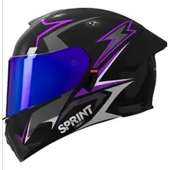 CES - CASCO MOTO AXK ABATIBLE LILA NEGRO BRILLO VISOR IRIDIUM