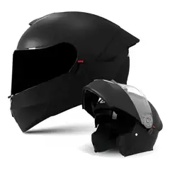 CES - CASCO MOTO AXK ABATIBLE NEGRO MATE VISOR POLARIZADO