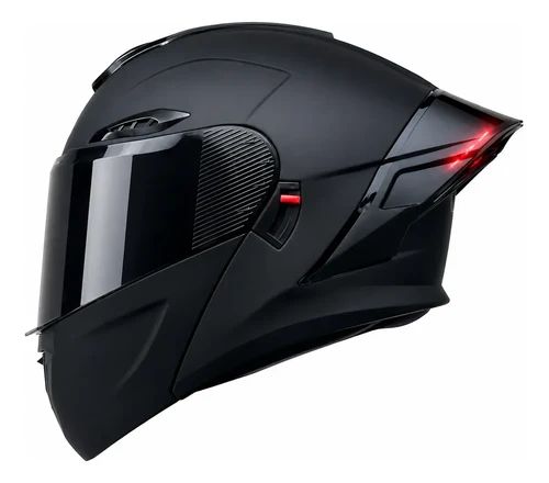 CASCO MOTO AXK ABATIBLE NEGRO MATE CON LUCES LED