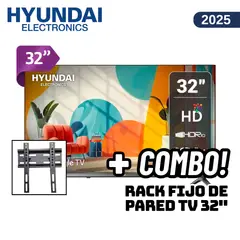 HYUNDAI - TELEVISOR 32 SMART TV GOOGLE TV HD LED - HYLED3254GiM + RACK FIJO