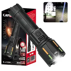 CAFINI - Linterna de Mano Recargable 2000m 5 Modos Luz Zoom