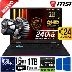MSI - Laptop 16 HX AI A2XWIG Core Ultra i9 275HX Ram 16Gb SSD 1Tb. RTX 5080 16Gb 16"QHD Win11