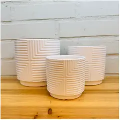INSPIRA MARKET - Set x3 Maceteros de Cerámica 14 x 11 x 8