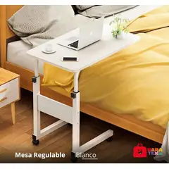 GENERICO - Mesa blanco ideal para la cama con ruedas y altura regulable