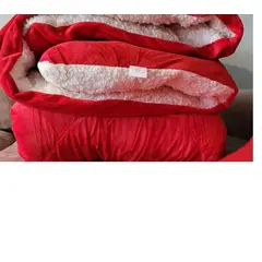 GENERICO - EDREDÓN MICROSHERPA CON CARNERO 2 PLAZA 1 PIEZA ROJO