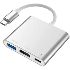 GENERICO - Adaptador USB 3.1 Tipo C a HDMI Hembra + USB 3.0 + Tipo C