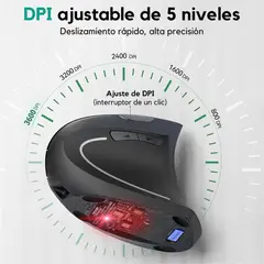 GENERICO - Mouse Vertical Ergonómico Usb Recargable Antifatiga 3600 Dpi Negro