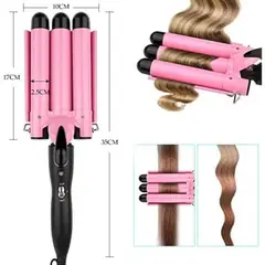 GENERICO - Rizador Profesional Ondulador de 3 Barriles para Cabello - Rosado
