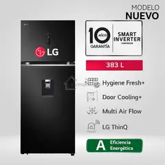 LG - Refrigeradora LG Top Freezer No Frost 383 L Con Fabricador de Hielo Negro Acero GT39AGD1