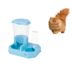 GENERICO - DISPENSADOR DE COMIDA Y AGUA PARA MASCOTAS L - CELESTE