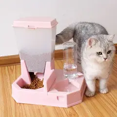 GENERICO - DISPENSADOR DE COMIDA Y AGUA PARA MASCOTAS L - ROSA