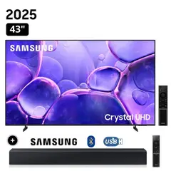 SAMSUNG - Televisor Smart TV 43 Crystal UHD 4K UN43U8000FGXPE + Soundbar HW-B400