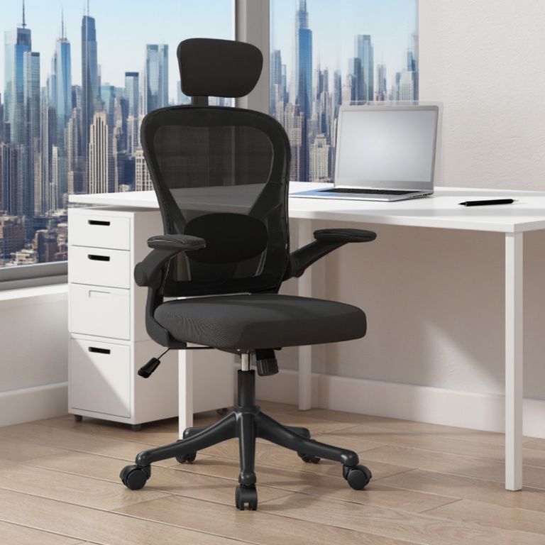 Silla Ergonómica De Oficina Soporte Lumbar Ajustable Amia Negro