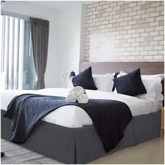 GENERICO - FALDON DE TARIMA 2 PLAZAS ELEGANCE DRILL GRIS OSCURO 35CM