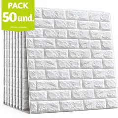 MINARI - Pack x50 Papel Tapiz Espuma 3D Pegatina Autoadhesiva de Pared 77x70CM