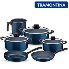 TRAMONTINA - JUEGO DE OLLAS X9 PIEZAS AZUL